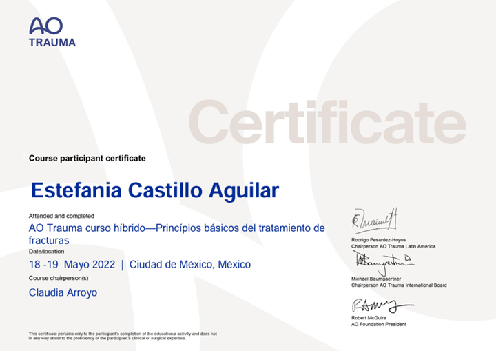 Diploma Dra. Estefanía Castillo Aguilar